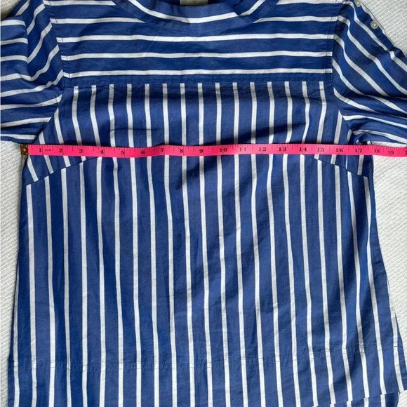 J Crew Shirt Women 0 Blue White vertical Stripe Funnel Neck Cotton - Picture 8 of 8